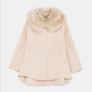 ISO Zara Textured Cape Coat Cream